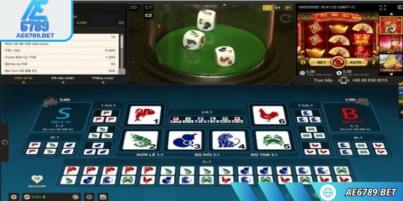 Mỗi bàn Bầu cua AE6789 cung cấp nhiều lựa chọn đặt cược