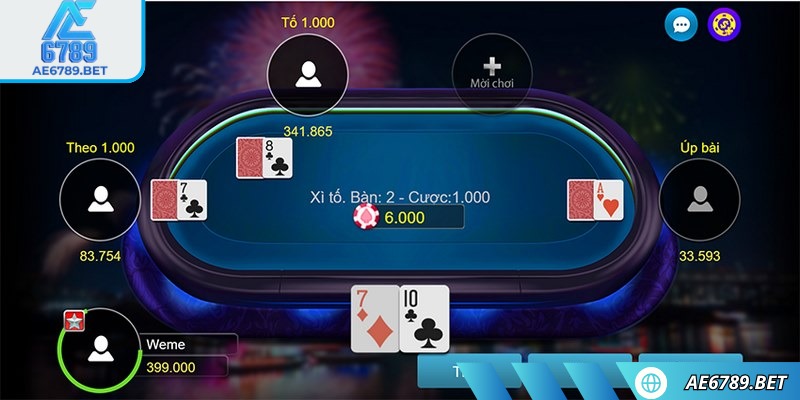 Xì tố AE6789 game bài đầy thách thức